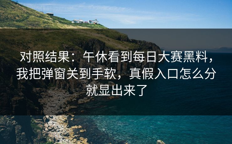 对照结果：午休看到每日大赛黑料，我把弹窗关到手软，真假入口怎么分就显出来了